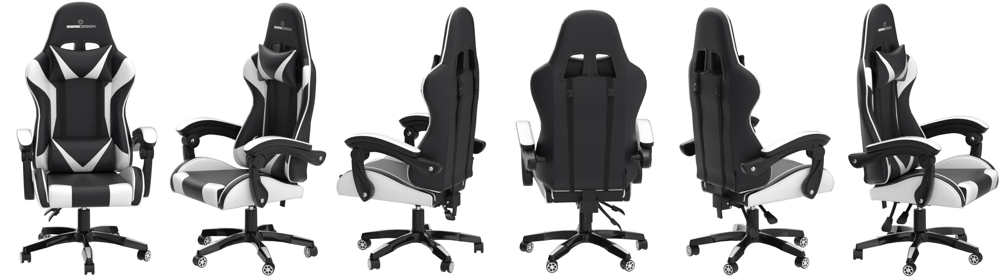Momodesign MD-GC008-KW Sedia Gaming, Pelle Sintetica, Nera, Finiture  Bianche, Standard : Amazon.it: Casa e cucina