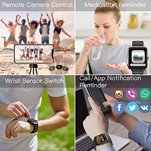 IP68 Smart Watch Waterproof with 1.3inch IPS Square Screen for Swimming,Evershop Waterproof Fitness Tracker Watch, Activity Tracker with Heart Rate Monitor,Calorie Counter Sleep Monitor for Women Men - Thumbnail 4