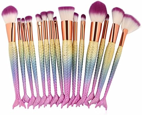 6-15PCS Mermaid Makeup Brushes Set Foundation Blending Powder Eyeshadow Contour Concealer Blush Cosmetic Beauty Make Up Tool Kit as picture12