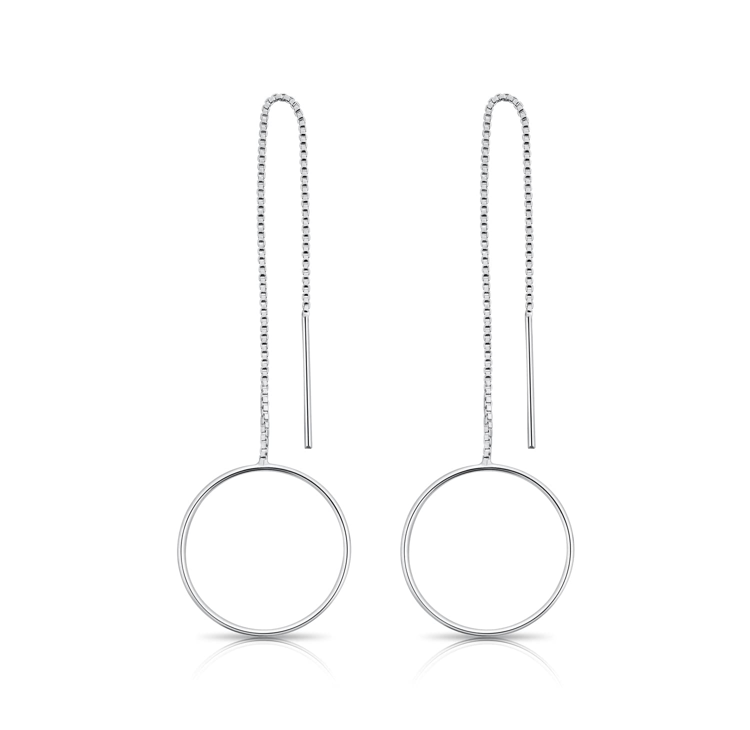 DTPSilver - 925 Sterling Silver Pull Through Round Hoops Earrings