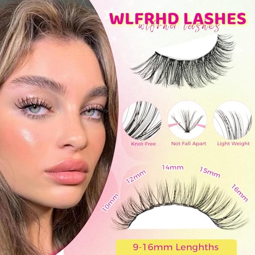 Cluster Lashes Kit Eyelash Clusters 30D 40D DIY Lash Clusters Kit Individual Lashes extension Kits 280PCS Natural Eyelash Extension Kits with Bond and Seal, Eyelashes Remover and Tweezer(Mix9-16mm)