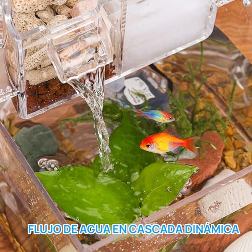 Mini Acuario de Escritorio para Peces Betta con Sistema de Filtración Automática de Ciclo Continuo y Bomba Sumergible, Acuario Micro Creativo Ideal para Hogar y Escritorio (S(21 * 20 * 16.5CM))