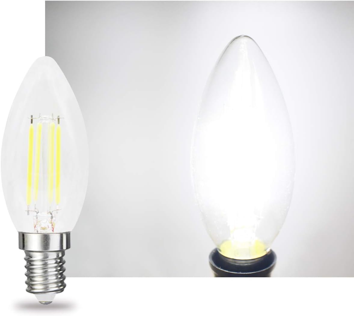 RClorBulb (Pack of 6) 4W E14 Dimmable Classical Glass LED Filament Candle Bulb Cool White C35 AC 220V - Image 4