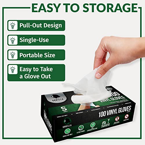 GORILLA SUPPLY (100) Disposable Heavy Duty Vinyl Gloves Latex Free