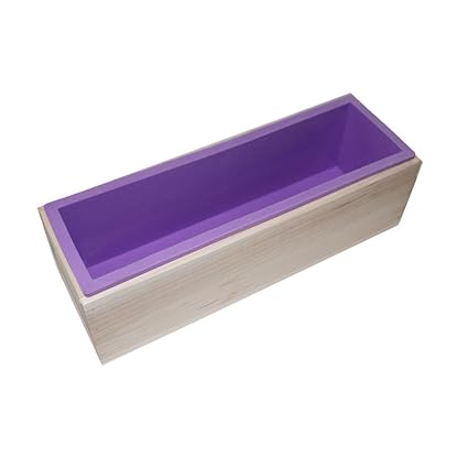 Allforhome Silikon-Form für handgefertigte Seife, rechteckig, flexibel, mit Holzkasten, für 1,2 kg Seifenmasse