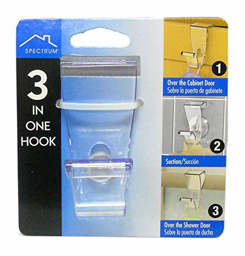 Spectrum 3 in One Over the Cabinet Door Single Hook w/Removable Suction Cup