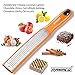 Zester Stainless Steel Grater, Long Ergonomic Handle Cheese, Lemon, Ginger & Potato Zester with Plastic Cover, with Rubber Base (Orange)