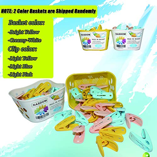 24 Pack Clothespins in Basket Mini Colored Utility Clips Holders Laundry Windproof Plastic Pegs for Outdoor Clothesline, Kitchen Bag Sealing - Thumbnail 3