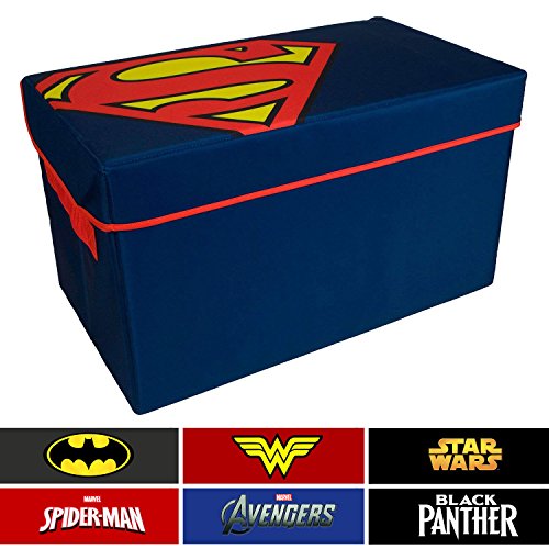 Superman Collapsible Kids Toy Storage Chest by DC Comics- Flip-Top Toy Organizer Bin for Closets, Kids Bedroom, Boys & Girls Toys - Foldable Toy Basket Organizer with Strong Handles & Design