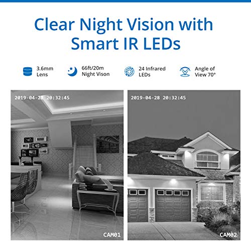 True All-in-One Home Security Camera System with Built-in 10.1" LCD Monitor,SANNCE 4CH 720P Surveillance DVR Recorder with 4Pcs Outdoor 66ft Night Vision Cameras, Easy Remote Access (No HDD Included) - Thumbnail 6
