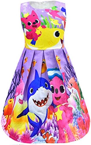 Toddler Girls Baby Shark New Sleeveless Party Dress Casual Dresses 3-8Years