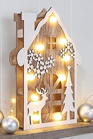 Led Holzdekoration Weihnachtsdeko Holz Dekoration Weihnachtsbeleuchtung Adventsbeleuchtung 54862 Haus 9 Warm Weiße Leds
