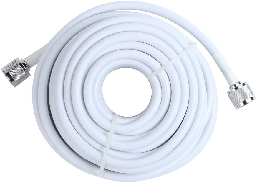 Coaxial Cable 100ft White 4D-FB 5D-FB Ultra Low Loss Coaxial Cable with N-Male to SMA-Male Connector for Cell Phone Signal Booster