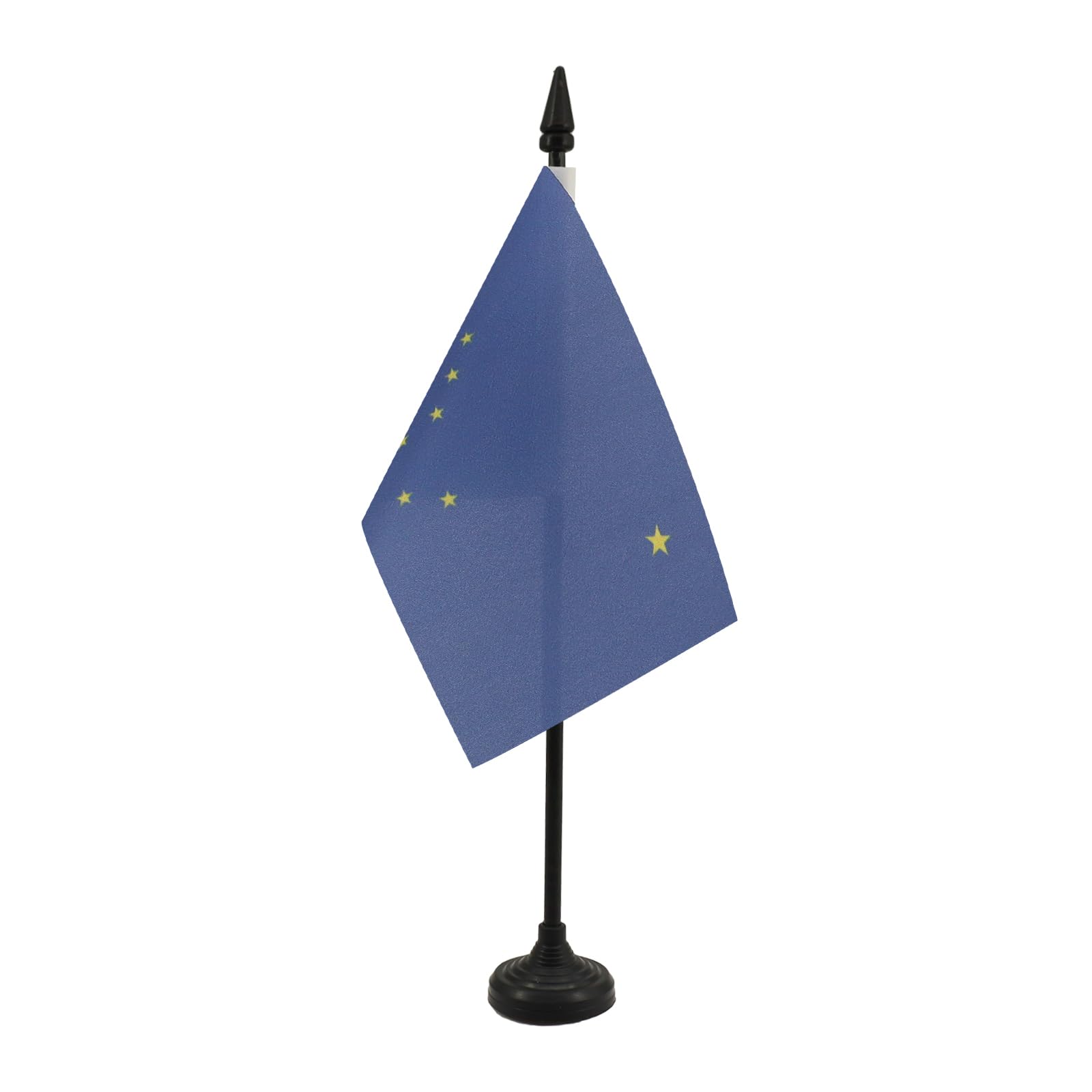 AZ FLAG - Alaska Table Flag 4'' x 6'' - US state of Alaska Office Mini Banner 100% Polyester 15 x 10 cm - Mini Desk Flag with 10'' Pole and Black Plastic Base — image 1