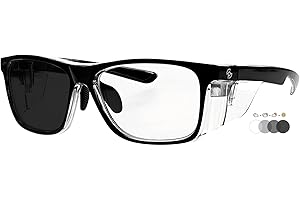 PHILLIPS SAFETY Photochromic Safety Glasses 15011 - Transition Safety Glasses - With TR-90 Frame & Integrated Side Shields