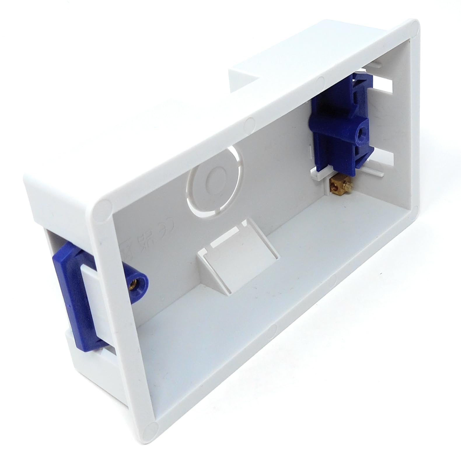 1pcs Double 2 Gang Dry Lining Back Plasterboard Box, Pattress Box with Adjustable Lugs 35mm, for Faceplate