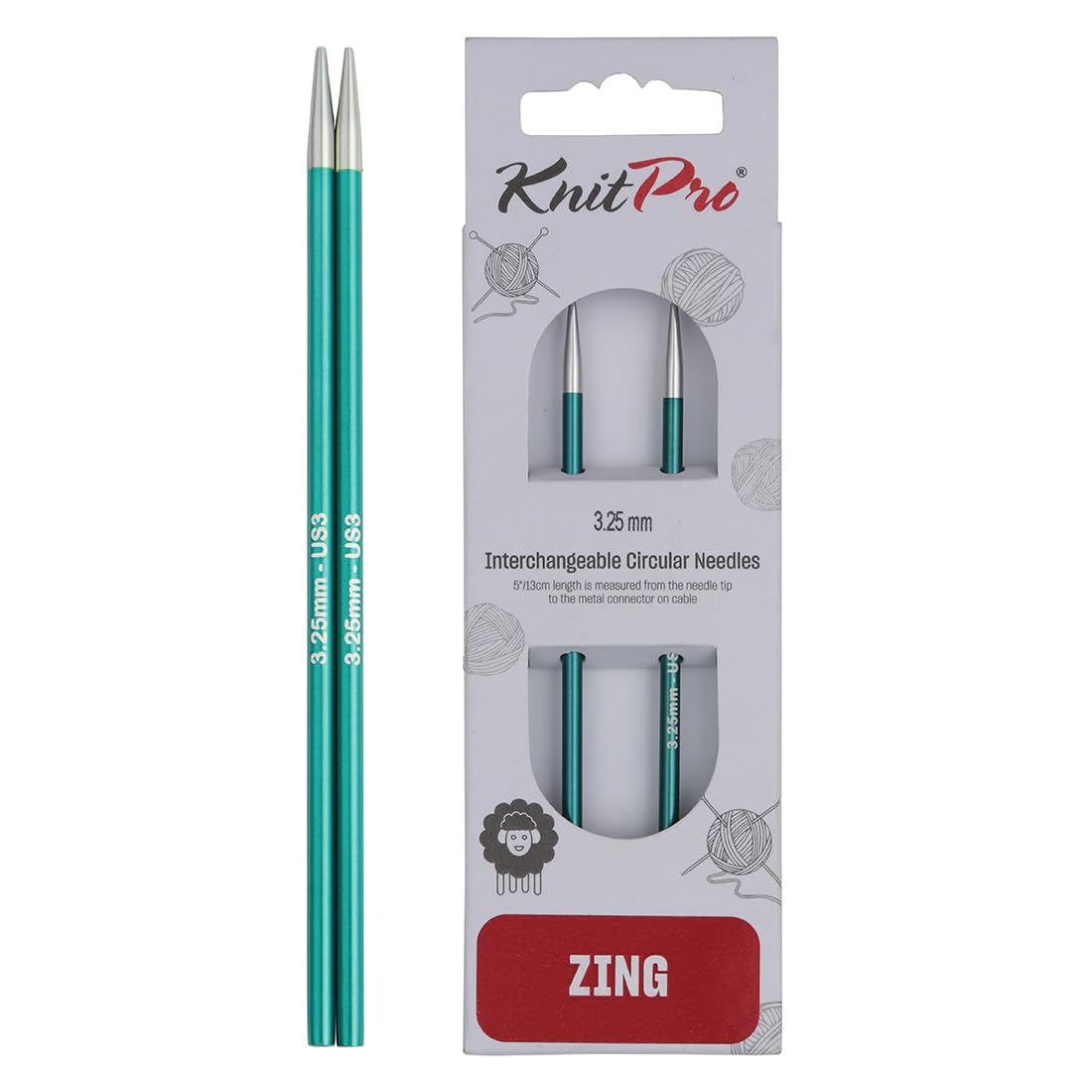 KnitPro Zing Interchangeable Circular Needles 4" (10cm) | 3.25mm — image 1