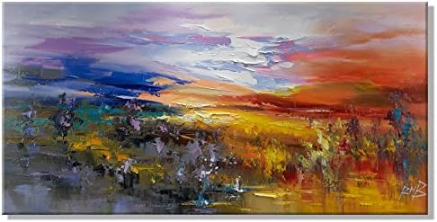 Original Modern Abstract Colorful Clouds Swamp Natural Scenery Canvas Wall Art Oil Paintings on Canvas for Wall Decoration Painting Wall Decor (16X32inch)