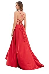 Women's satinprome Dress Long Train Side Slit Satin
