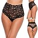 COSYOU Sexy Panties Women High Waist Lace Thongs and G Strings Underwear Ladies Hollow Out Underpants Imitation Lingerie (XL, Black)