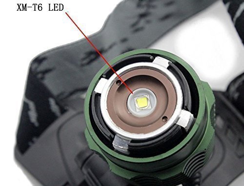 Linterna frontal ,Zoweetek® linterna frontal cabeza impermeable ampliable de CREE T6 LED Lumens con baterías recargables para Camping / Pesca / Ciclismo / Carrera / Caza