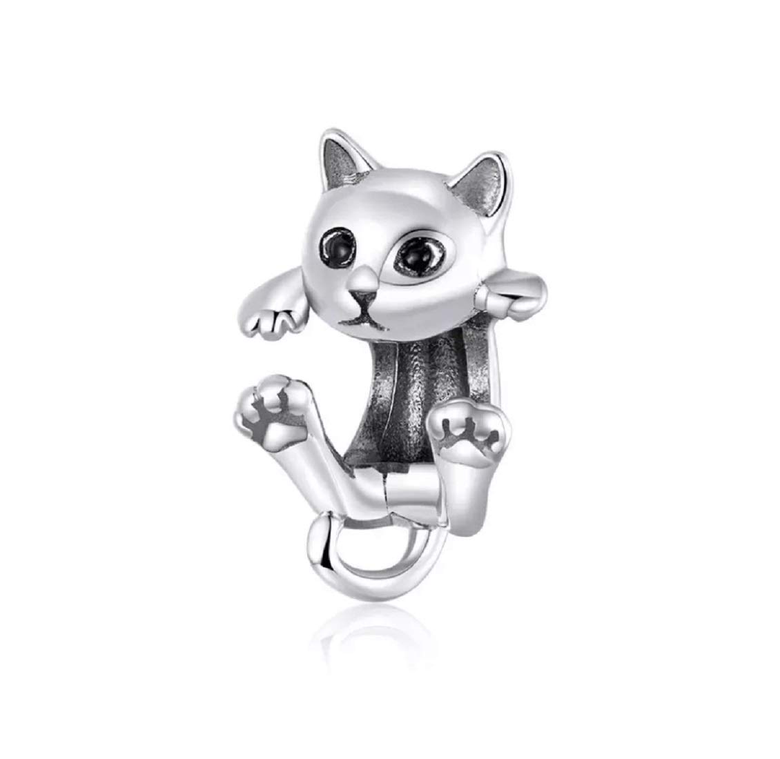 FeatherWish 925 Sterling Silver Lucky Cat Kitten Pet Animal Family Love Best Friend Bead Charm Fits And Compatible With Pandora Bracelets Gift Friend Wife Mum Sister Daughter Birthday