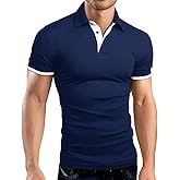 KUYIGO Men's Short Sleeve Polo Shirts Casual Slim Fit Basic Designed Cotton Shirt Tops