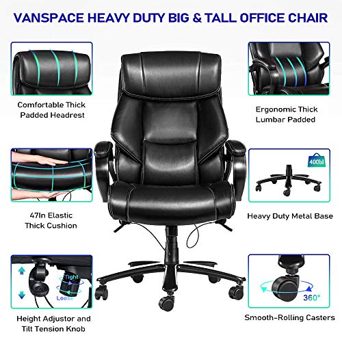 VANSPACE Executive Office Chair High Back, Office Chair 350 lbs Leather Office Chair, Executive Computer Chair with… - Image 3