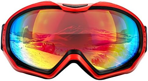 CarBoss Motorcycle Goggles Anti-Fog/UV Eye Protection Fitover Glasses Goggle Military Combat Eyewear Tactical Goggles Outdoor Sunglasses for Motocross Cycling, Skiing (Red Frame Red Len)
