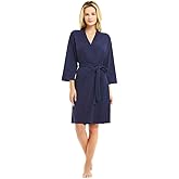 U2SKIIN Womens Robes, 100% Cotton Lightweight Robes 3/4 Sleeves Kimono Knit Soft Loungewear Short Bathrobe