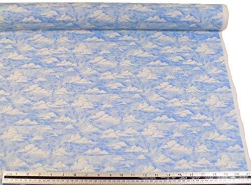 Sky Clouds Blue White 100% Cotton High Quality Fabric Material A4 Sample