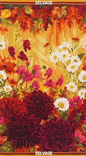 Timeless Treasures Gorgeous Floral Dahlia Panel Cotton Fabric
