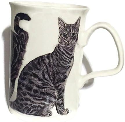 Cat Lovers Fine Bone China Coffee Mug - Grey Tabby