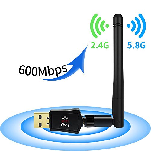 Wsky wireless usb wifi adapter - ac 600m dual band (2.4…