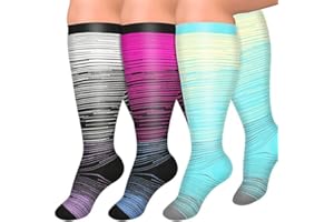 3 Pairs Plus Size Compression Socks for Women and Men Wide Calf Extra Knee High Support for Circulation