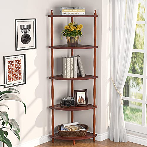 Tribesigns Corner Shelf, 5 Tier Corner Bookshelves Freestanding Small