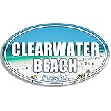 Oval Clearwater Beach Sticker Decal (Florida fl Logo) 3 x 5 inch