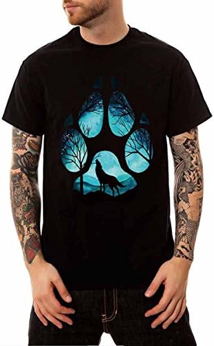 BesWlz Summer Short Sleeve T Shirts for Men Fashion 3D Wolf Print Graphic Causal Big and Tall Men T-ShirtsWolf-blackLarge