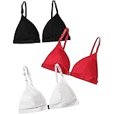 SOLY HUX Women's Front Closure Wireless Bra 3 Packs Bralettes Spaghetti Strap Leopard Bras