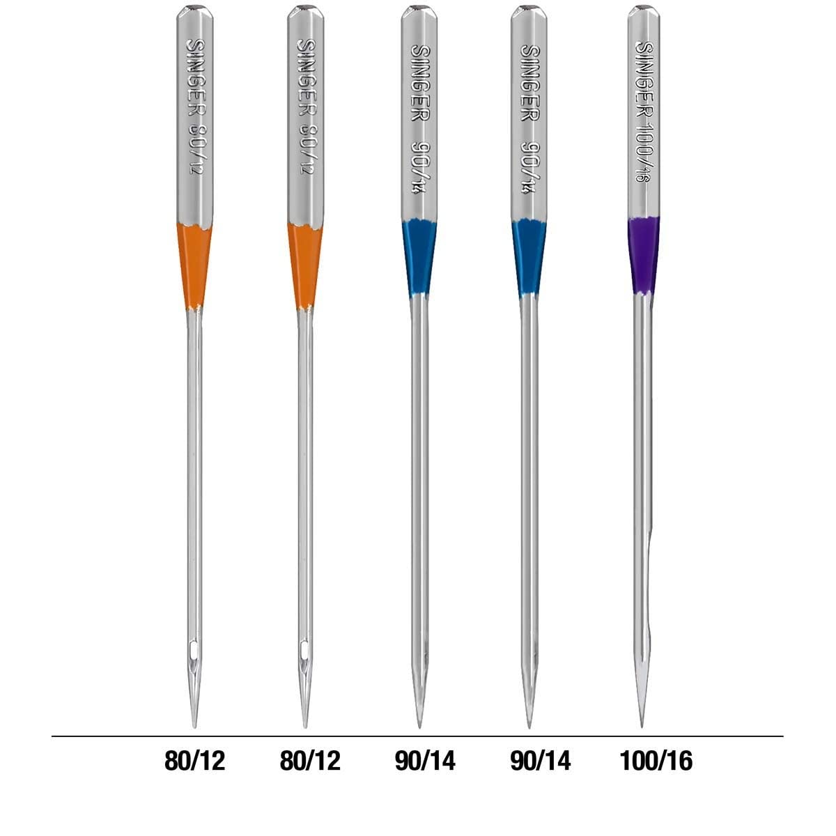 Universal Regular Point Overlock Machine Needles-Sizes 11/80 (2), 14/90 (2) & 16/100 (1) (Parallel Import)