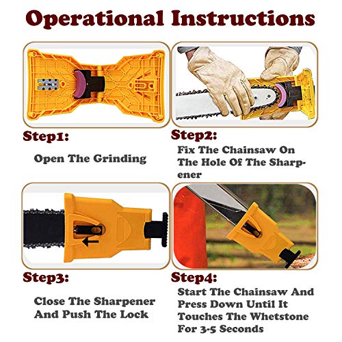 CZS Chainsaw Sharpener Bar-Mount Chain saw Teeth Sharpening Tool Kit Fast-Sharpening Stone for Saw Chain with Two Holes (One Extra Whetstone)