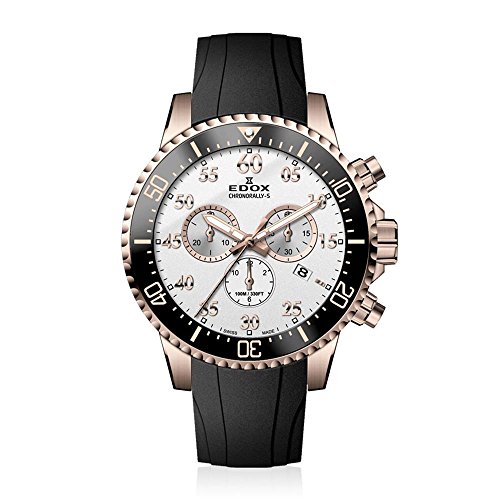 Edox men s  chronorally-s  quartz stainless steel and rubber spor…