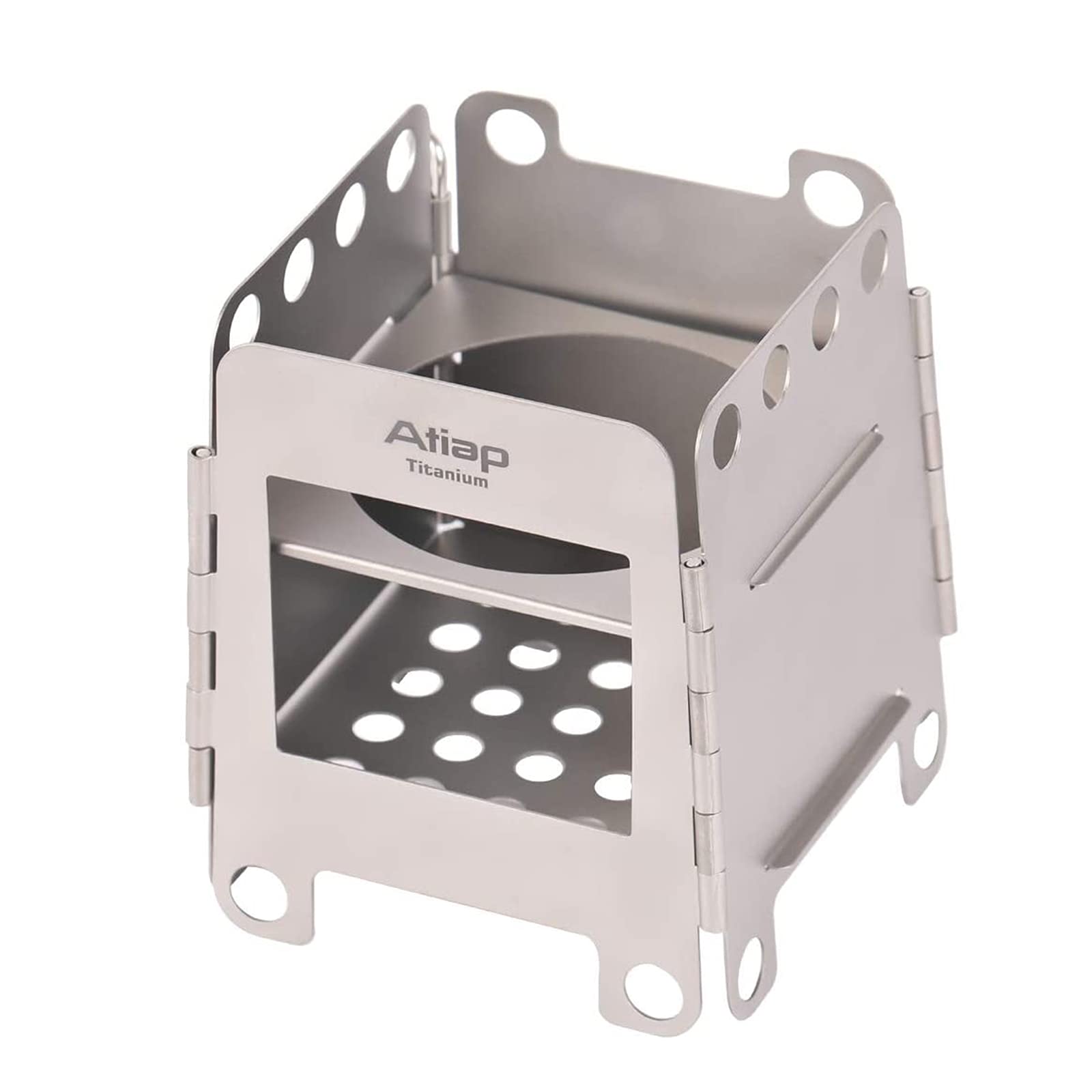 ATiAP Titanium Foldable Wood Burning Stove Portable for Outdoor Camping Picnic BBQ (Small)