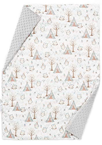 EliMeli Baby Blanket Crawling Blanket Premium Baby Bedding Cotton Super Soft Minky Polar Fleece Filling 75 x 100 cm Best Quality Oeko-Tex Certificate Made in Europe (Grey Owls)