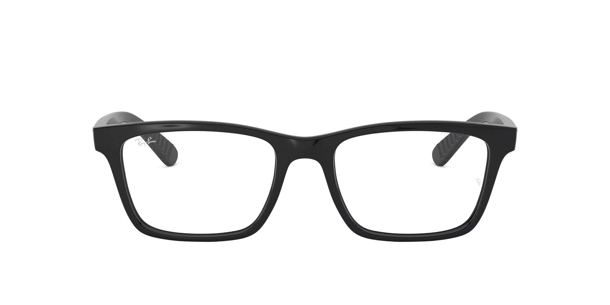 Ray-Ban Unisex RX7025 Square Prescription Eyewear Frames, Black/Demo Lens, 53 mm