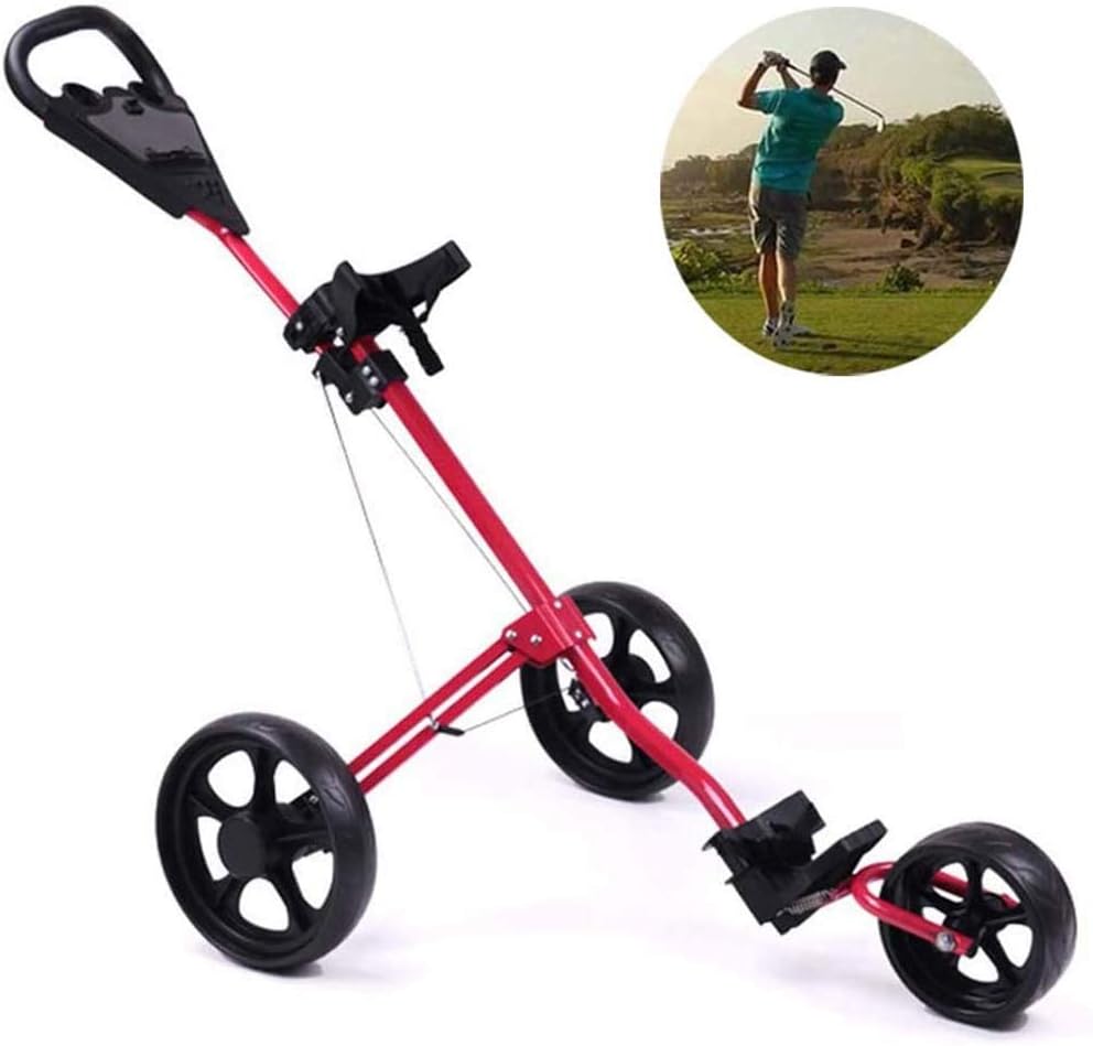 HYWWK Carrito de Golf de 3 Ruedas, Carrito de Golf Plegable Y Ligero con Asa Ajustable Y HYWWK Carrito de Golf de 3 Ruedas, Carrito de Golf Plegable Y Ligero con Asa Ajustable Y