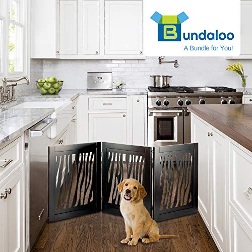 Bundaloo Pet Gate Expandable & Folding Wood Fence for Dogs & Cats