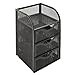 Black Metal Wire Mesh 3 Slide-Out Drawers & 1 Top Shelf Desktop Office Supply Storage Organizer Rack