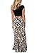 AlvaQ Women Fall High Waisted Coral Print Long Maxi Skirt Medium Black