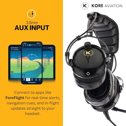 KA-1 General Aviation Headset for Pilots - Mono and Stereo Compatibility, Passive Noise Reduction, Noise Canceling Microphone, Gel Ear Seals, Adjustable Headband & Headset Bag